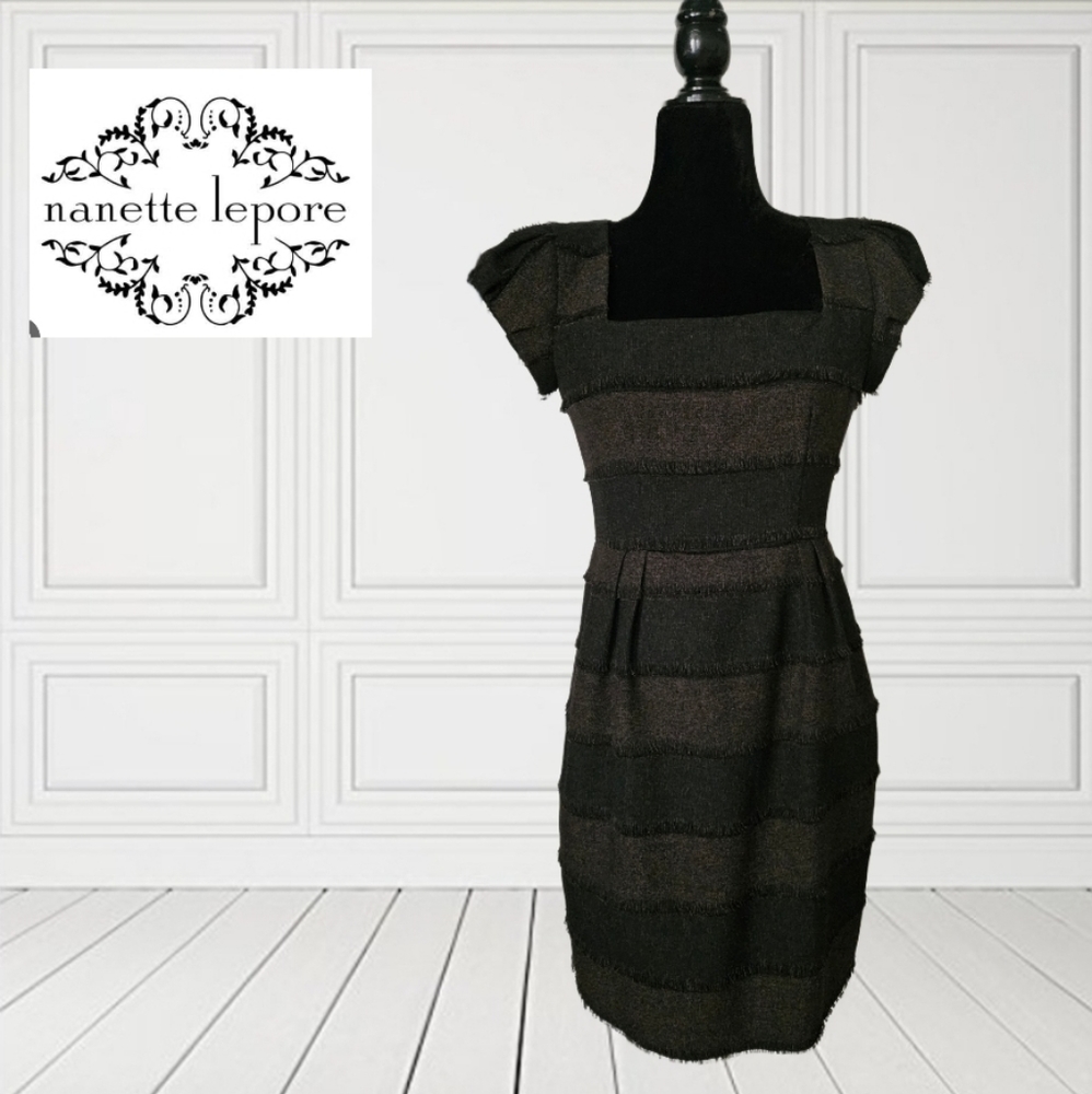 Nanette Lepore Catch Me Tweed Fringe Sheath Dress